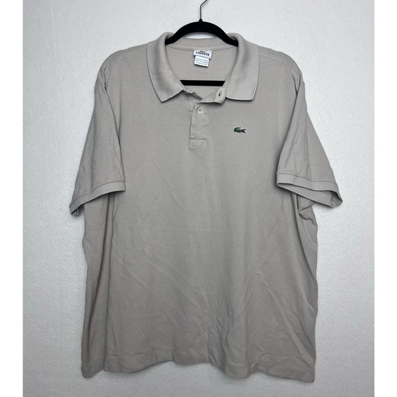 Lacoste Men's Short Sleeve Polo Tan Size 9 4XL Crocodile Logo Casual Preppy - Picture 1 of 9